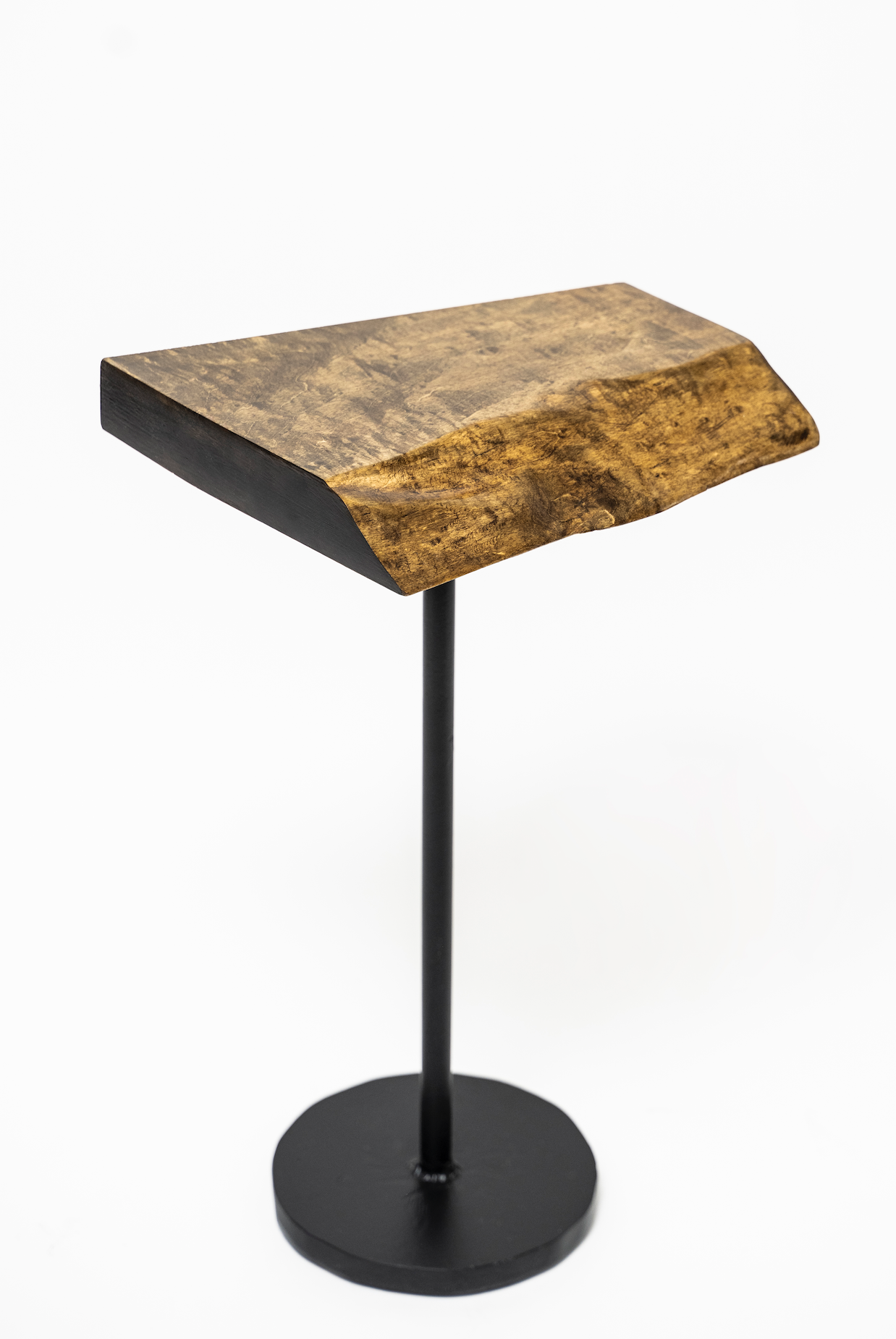Maple and steel end table
