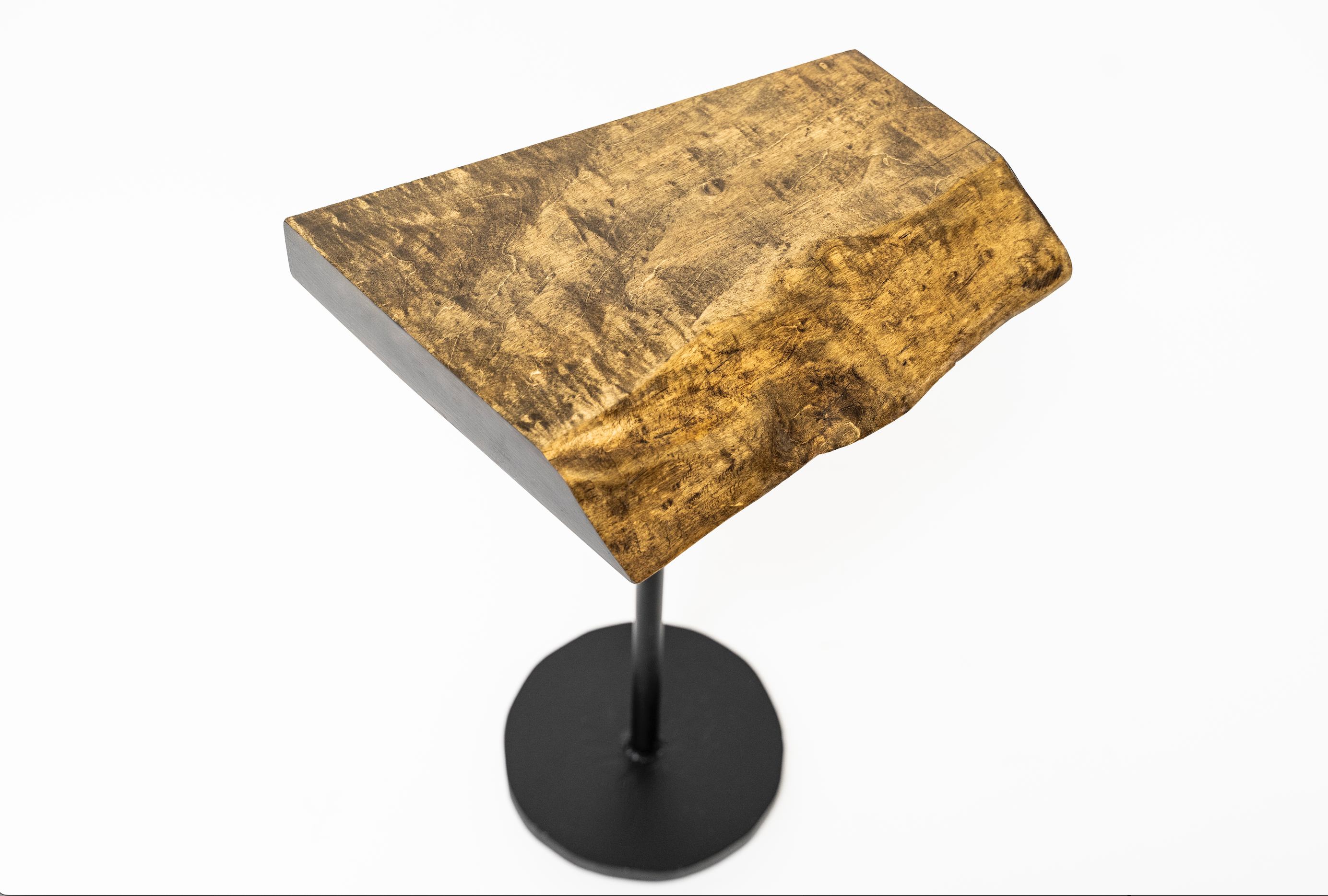 Maple and steel end table